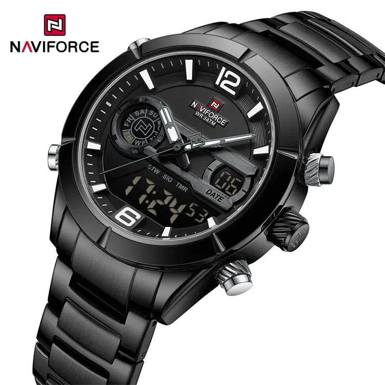 Naviforce NF-9232 Men's Watch Silver Black and Black