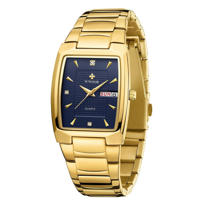 WWOOR 8837 Men's Wrist Watch: Gold Black/Blue