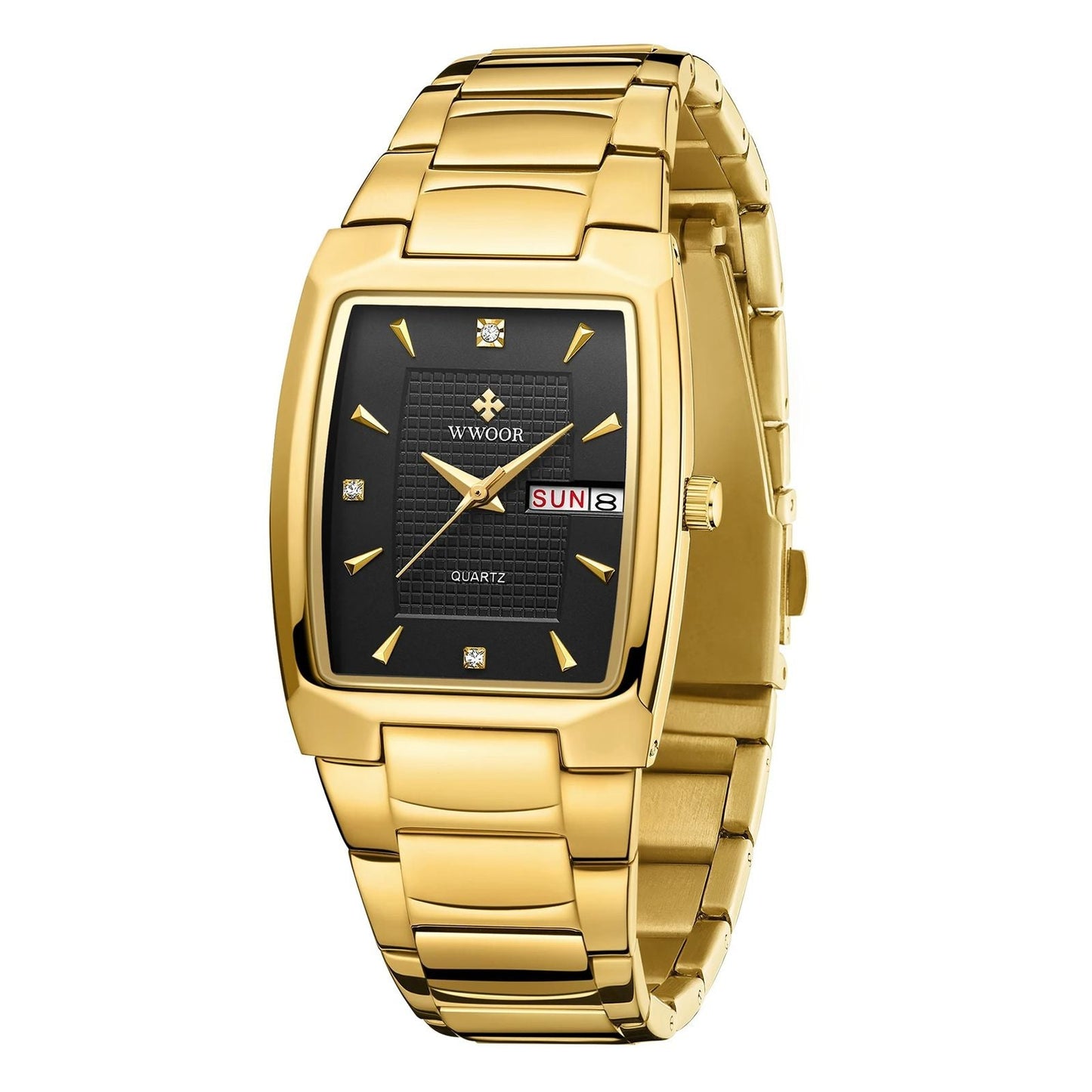 WWOOR 8837 Men's Wrist Watch: Gold Black/Blue