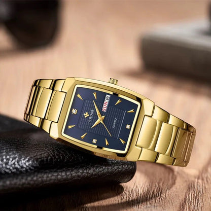 WWOOR 8837 Men's Wrist Watch: Gold Black/Blue