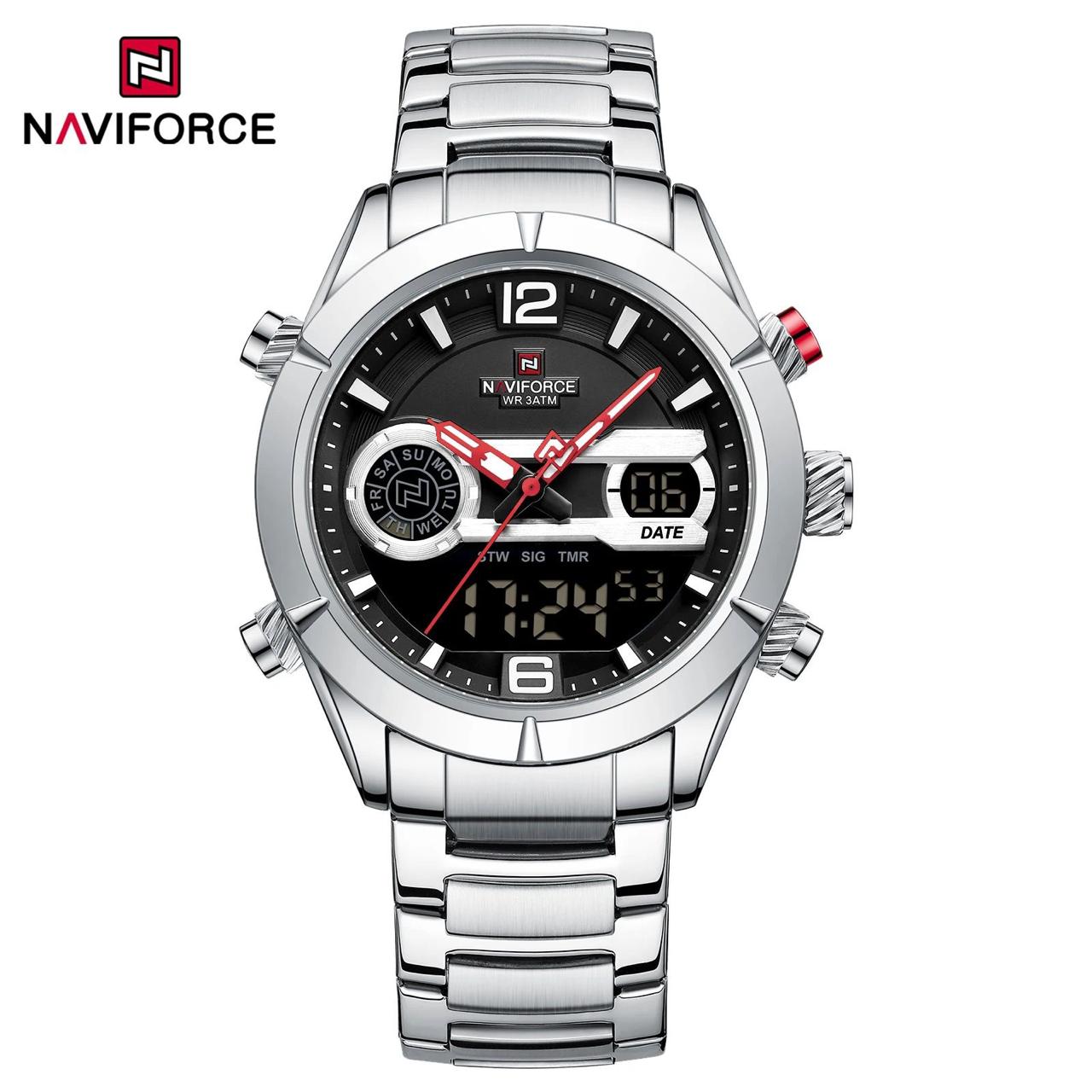 Naviforce NF-9232 Men's Watch Silver Black and Black