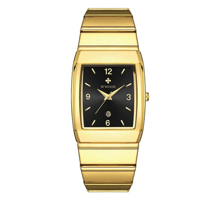 WWOOR Waterproof Men Quartz Watch: Gold