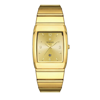 WWOOR Waterproof Men Quartz Watch: Gold