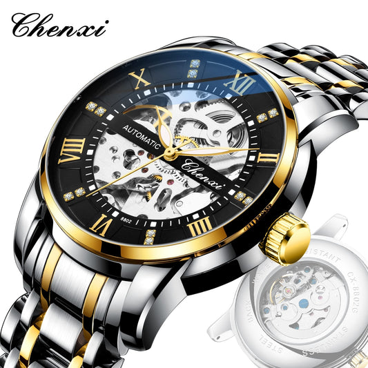 CHENXI 8802 Men's Automatic Watch: 2 Tone and Black