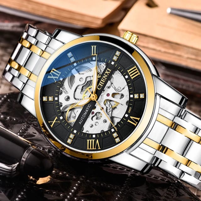 CHENXI 8802 Men's Automatic Watch: 2 Tone and Black