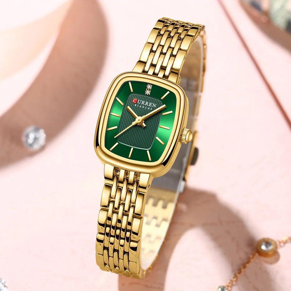 CURREN Stainless Steel Ladies Watch: Gold Green/Silver Blue